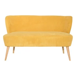 Banquette 2 places en velours côtelé moutarde - Eleonor