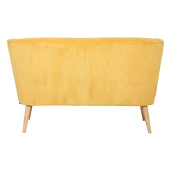 Banquette 2 places en velours côtelé moutarde - Eleonor