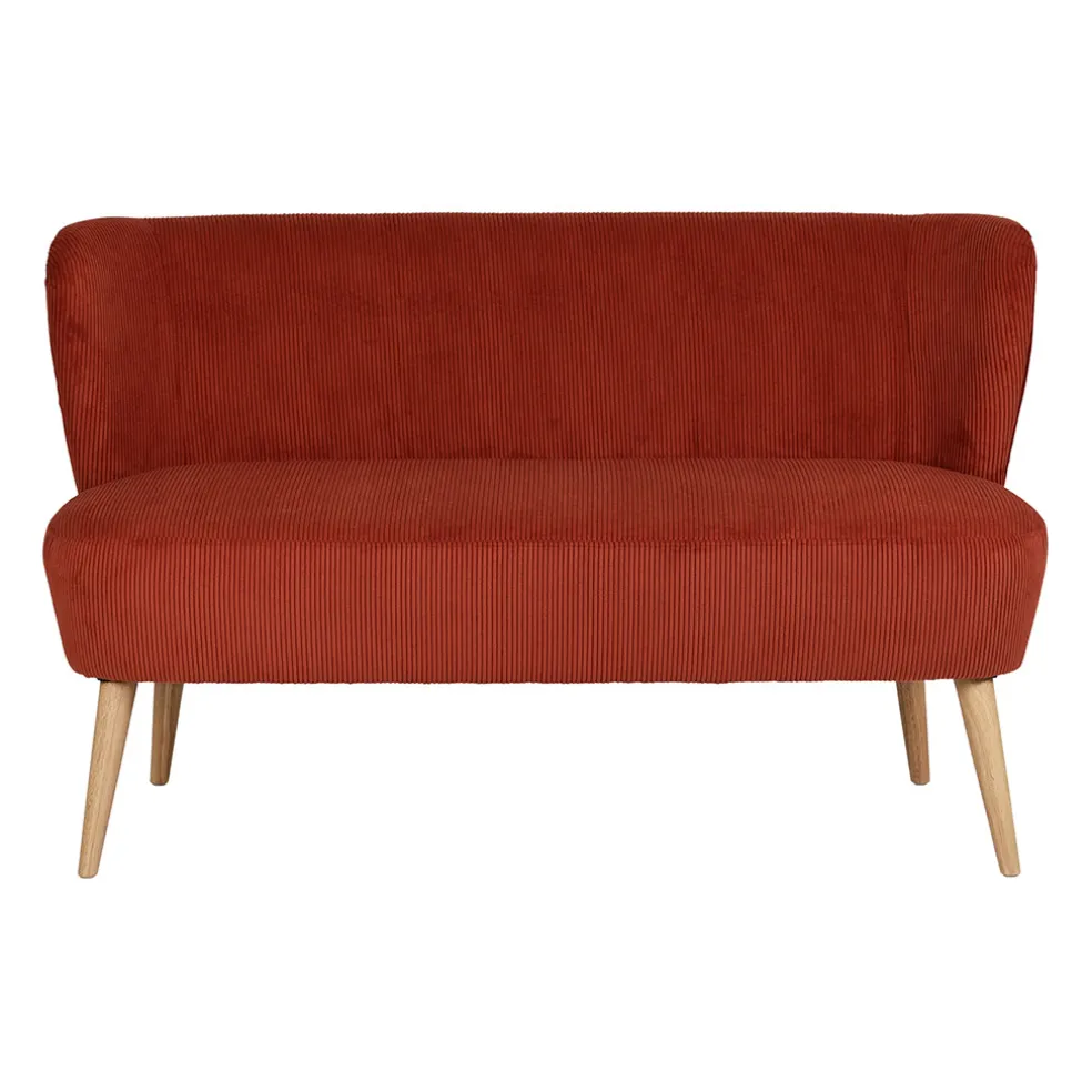 Banquette 2 places en velours côtelé terracotta - Eleonor