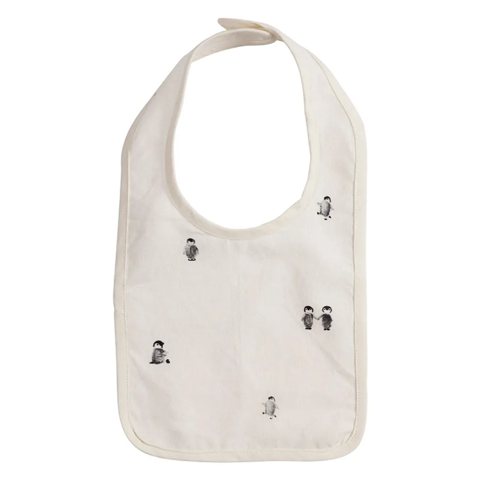 Bavoir en coton écru et gris - Banquise