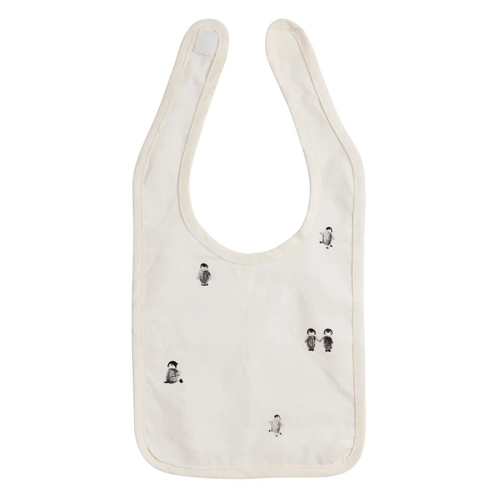 Bavoir en coton écru et gris - Banquise