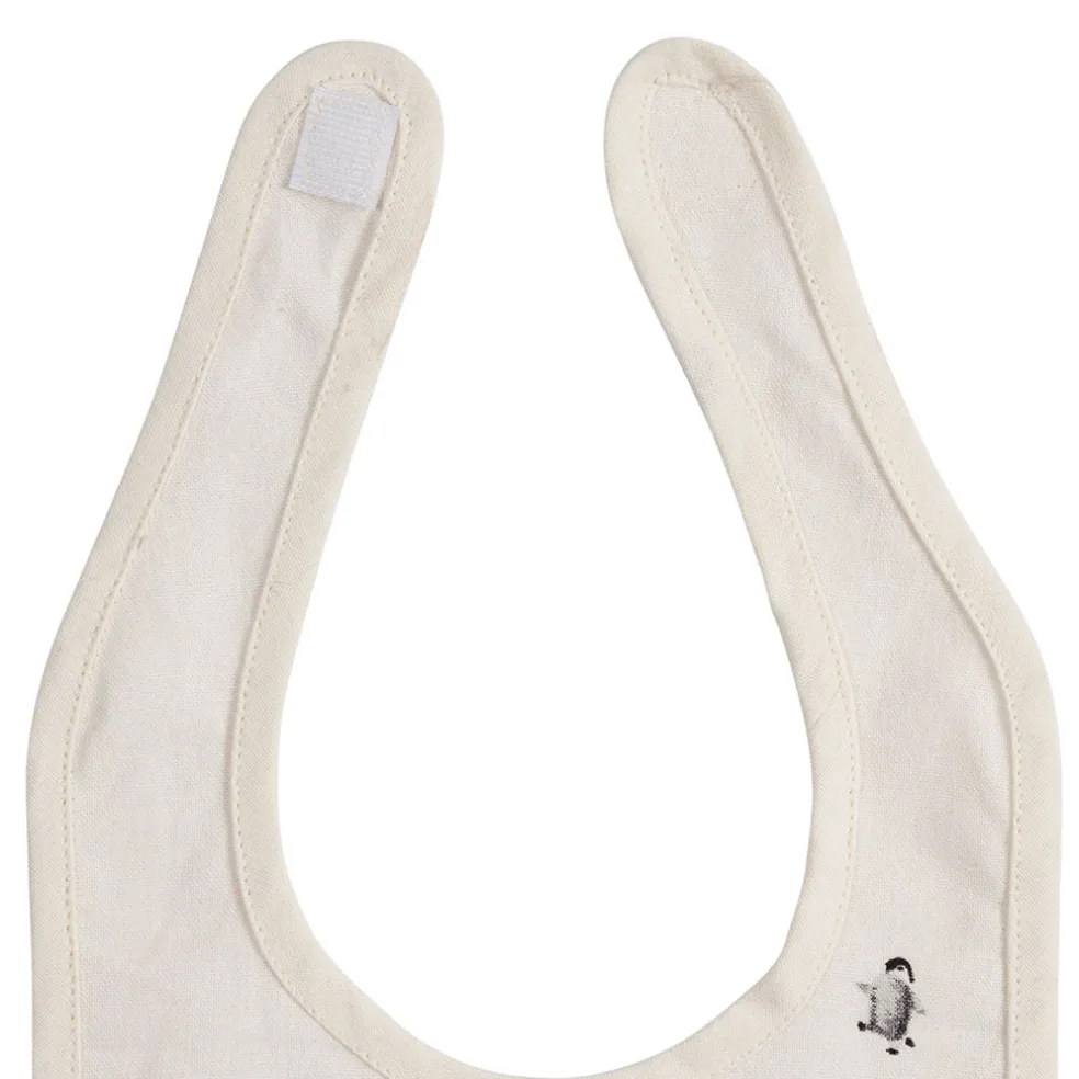 Bavoir en coton écru et gris - Banquise