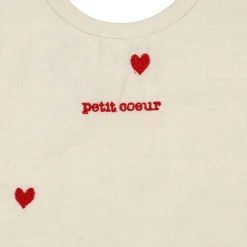 Bavoir en coton écru et rouge - Famille