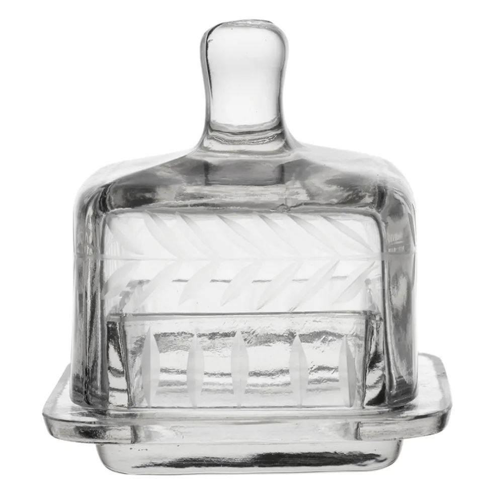 Beurrier carré en verre transparent 8x8cm - Azelie