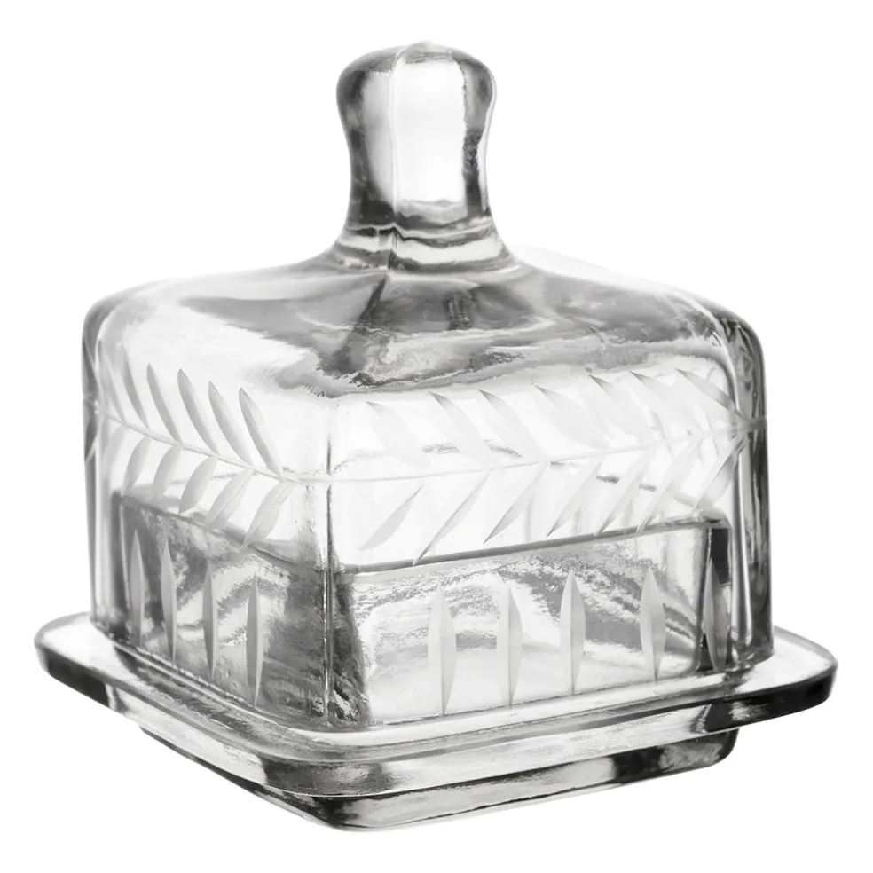 Beurrier carré en verre transparent 8x8cm - Azelie