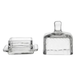 Beurrier carré en verre transparent 8x8cm - Azelie