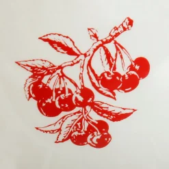 Beurrier en faïence blanc et rouge - damier