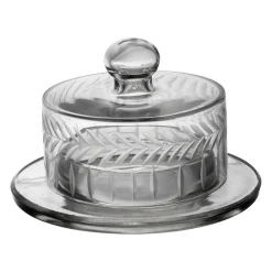 Beurrier rond en verre transparent d14cm - Azelie