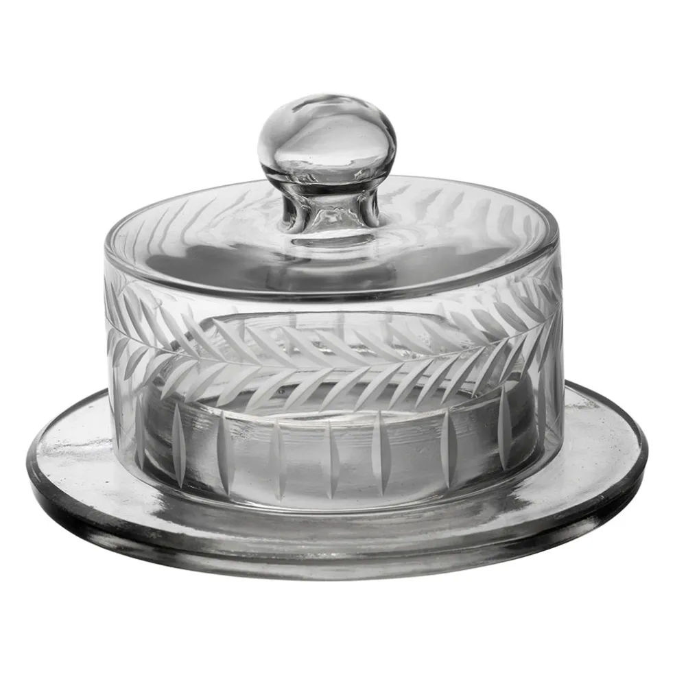 Beurrier rond en verre transparent d14cm - Azelie