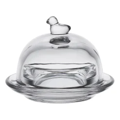 Beurrier rond en verre transparent - Moineau