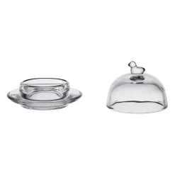 Beurrier rond en verre transparent - Moineau