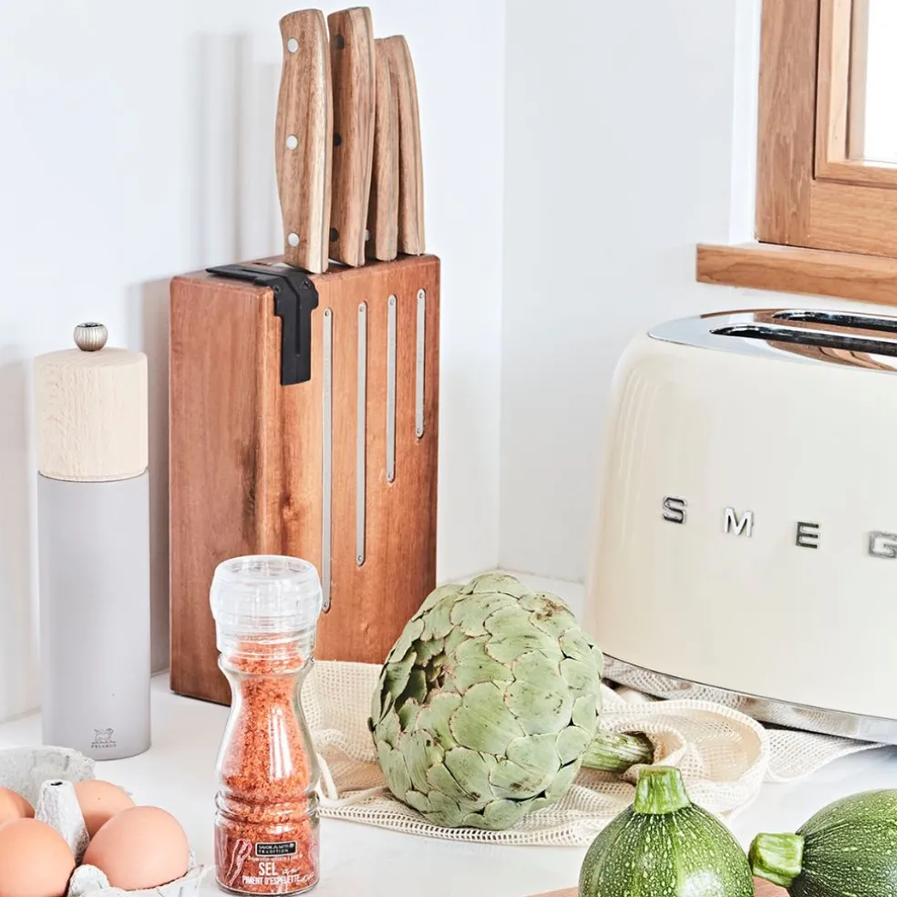 Bloc de 4 couteaux en inox et acacia - Natural Life