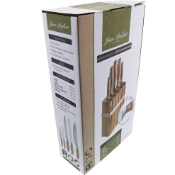 Bloc en acacia de 5 couteaux de cuisine inox avec manche en noyer