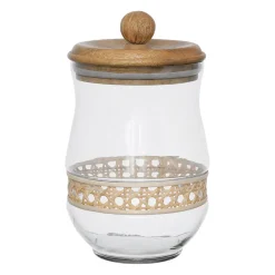 Bocal en verre avec couvercle rotin naturel 1.5l - Fantine