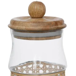 Bocal en verre avec couvercle et rotin naturel 75cl - Fantine