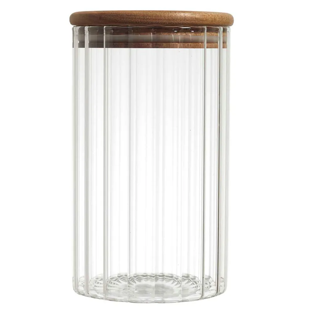 Bocal en verre avec couvercle en acacia 70cl