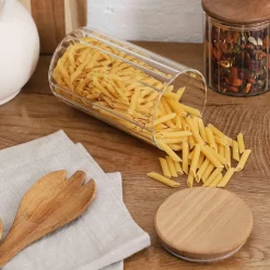 Bocal en verre avec couvercle en acacia 70cl