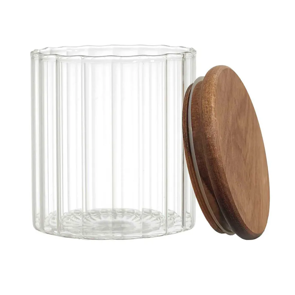 Bocal en verre avec couvercle en acacia 50cl