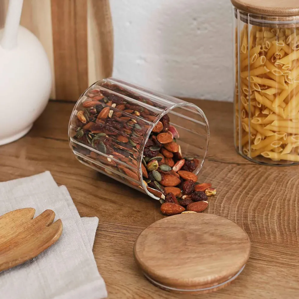 Bocal en verre avec couvercle en acacia 50cl