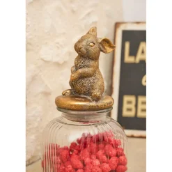 Bocal en verre avec couvercle lapin mordoré - Floreal