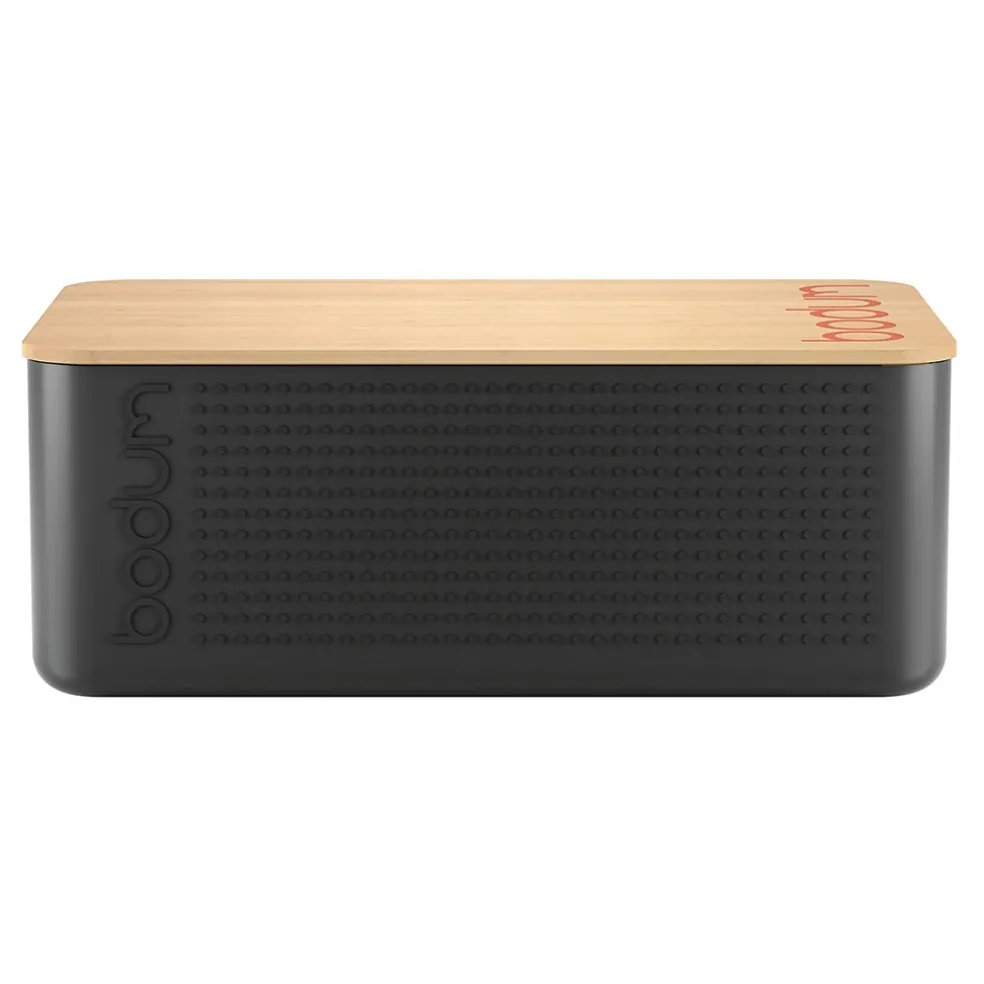 Boite à pain noir avec couvercle en bambou - Bistro