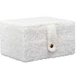 Boite a bijoux bouclette creme 11x15xh8cm