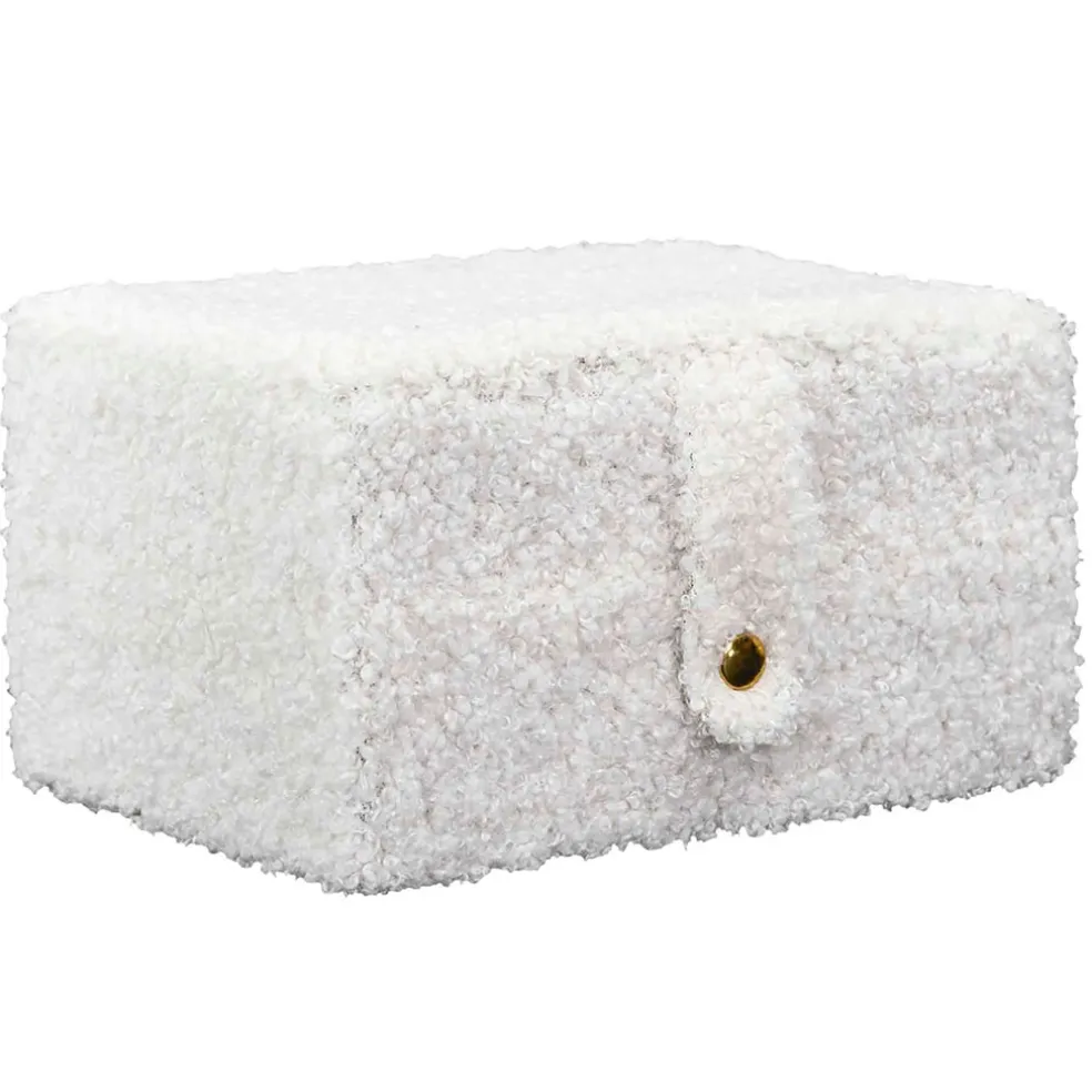 Boite a bijoux bouclette creme 11x15xh8cm
