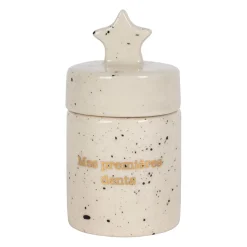 Boite a dent bonheur en grès blanc d4cm - Bonne Etoile