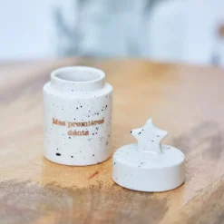 Boite a dent bonheur en grès blanc d4cm - Bonne Etoile