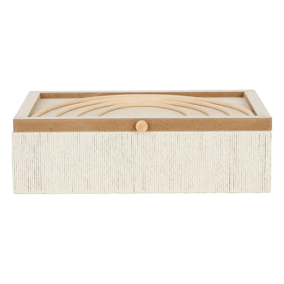 Boite avec couvercle en rotin naturel - blue sand