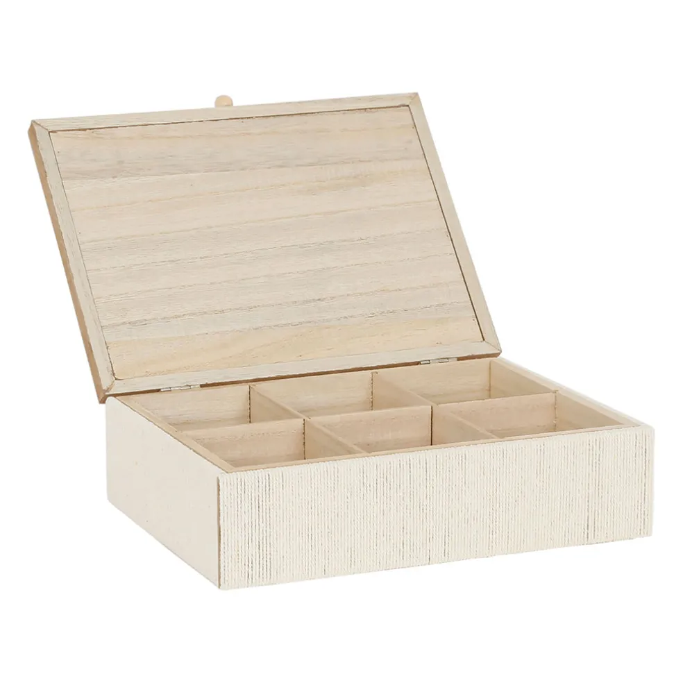 Boite avec couvercle en rotin naturel - blue sand