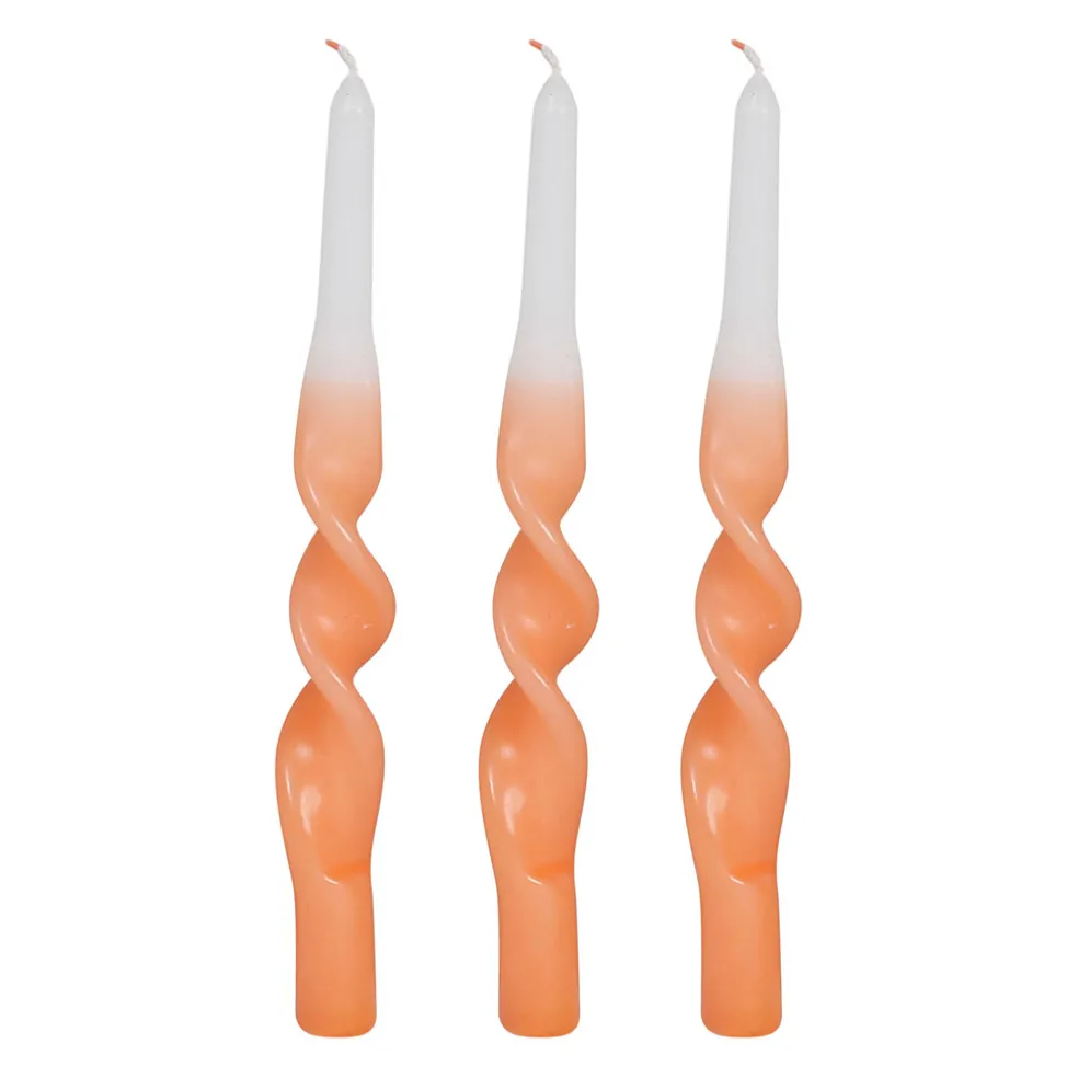 Boite de 3 bougies chandelle orange 50g - Torsade