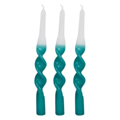 Boite de 3 bougies chandelle vert 50g - Torsade