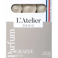 Boite de 24 bougies chauffe-plats parfumés graine de lin - gris