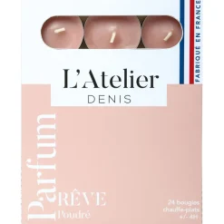 Boite de 24 bougies chauffe-plats parfumés reve poudrée - rose