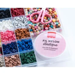 Boite de 16 couleurs nature de perles heishi 6 mm et accessoires