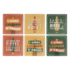 Boite de 6 dessous de verre en liège - Copains D'Abord