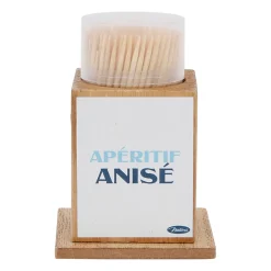 Boite pics apéro en pin et panneau de bois bleu et jaune - Pastis