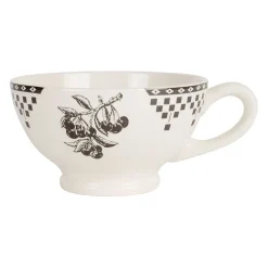 Bol avec anse en faïence anthracite 45cl - Damier