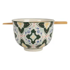 Bol baguette en grès et bambou vert d13cm - Azulejo