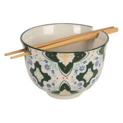 Bol baguette en grès et bambou vert d13cm - Azulejo