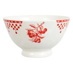 Bol en faïence rouge 75cl - damier