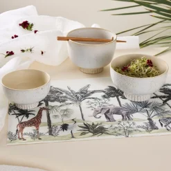 Bol en grès blanc et baguettes d14cm - Organic