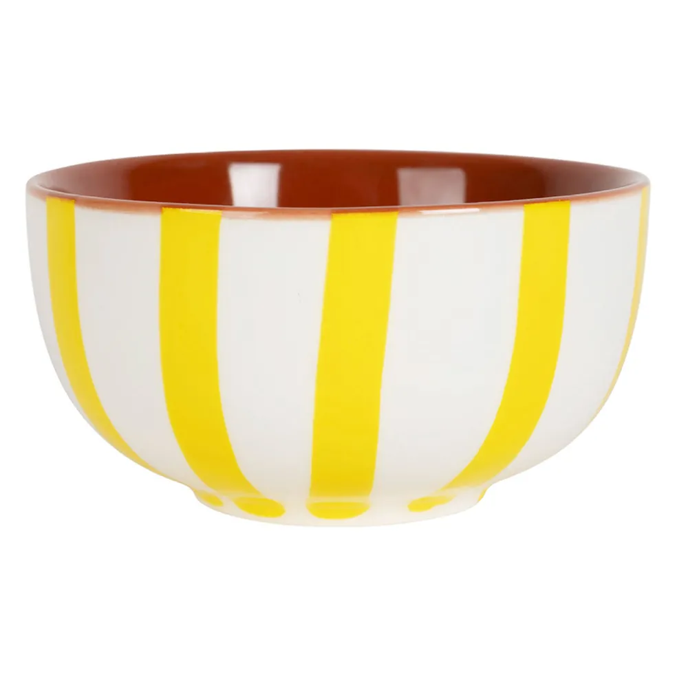 Bol en grès rayé jaune et blanc 35cl - Alaria