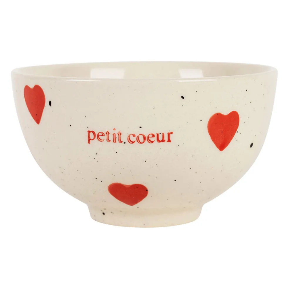 Bol Petit cœur en grès blanc moucheté 30cl - Famille