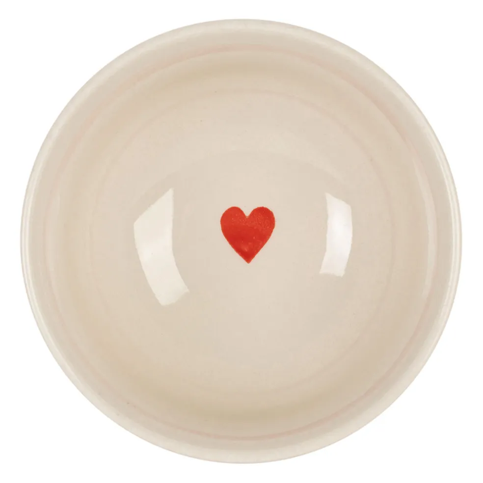 Bol Petit cœur en grès blanc moucheté 30cl - Famille