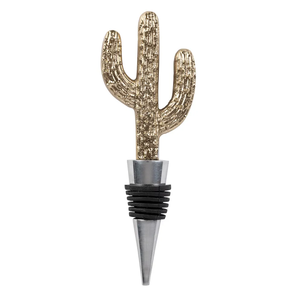 Bouchon bouteille cactus en aluminium doré - Sunny
