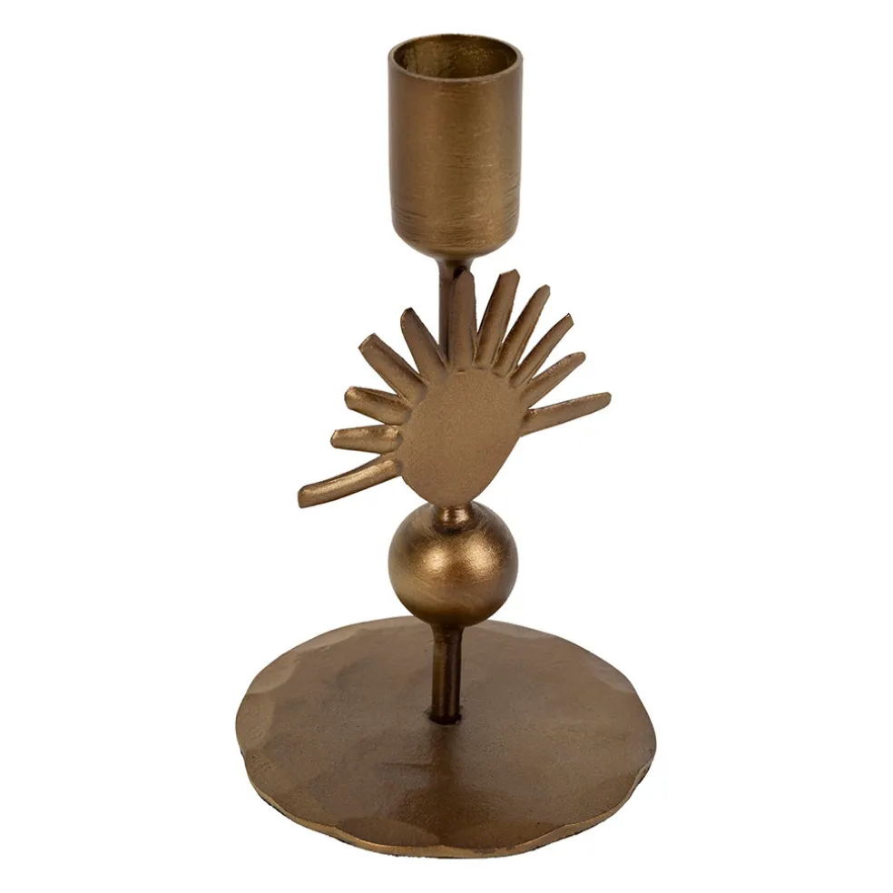 Bougeoir en fer mordoré h15cm - Soleil