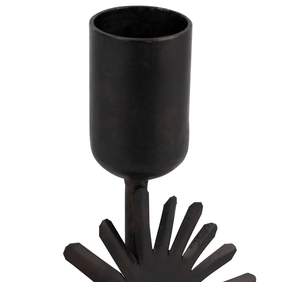 Bougeoir en fer noir h15cm - Heolio