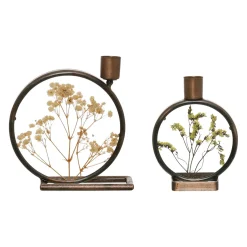 Bougeoir en fer (x2) fleurs séchées